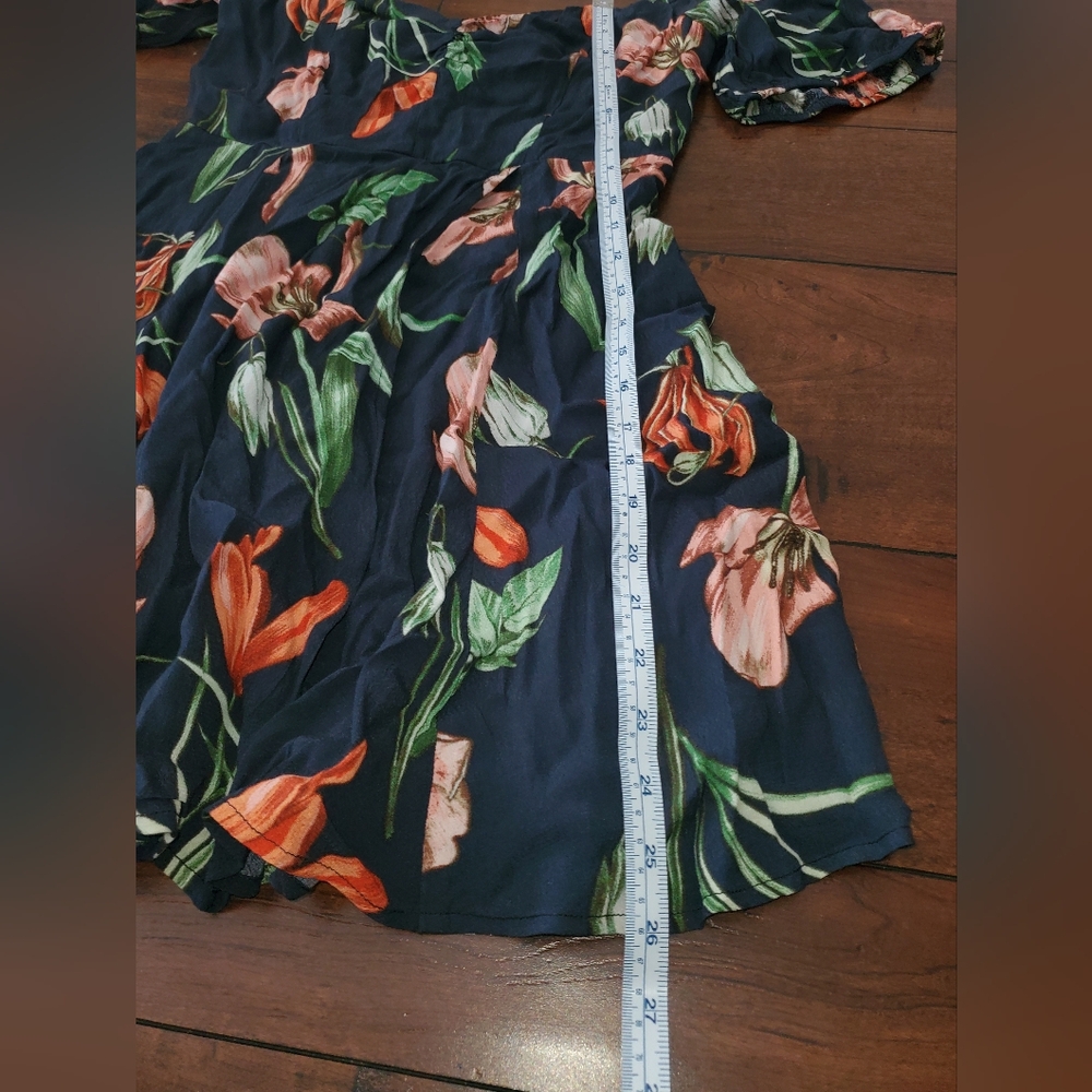 Astr The Label Floral Off-Shoulder Mini Dress Medium Navy Blue - Picture 10 of 10